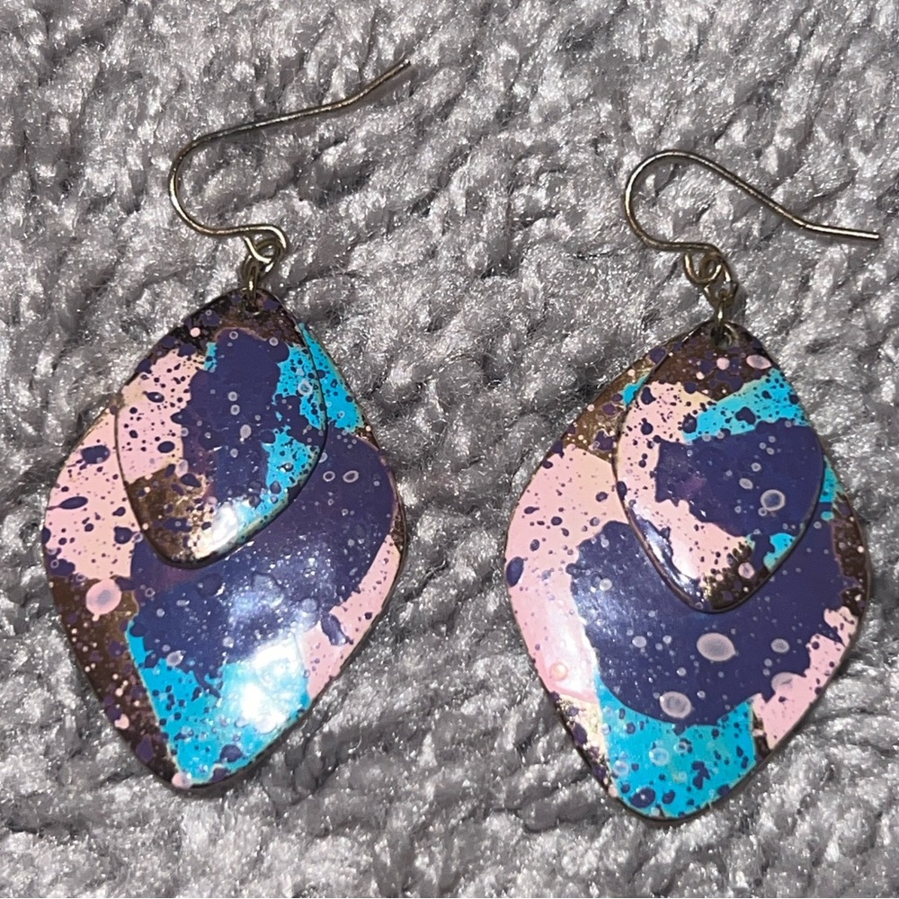 Abstract Multicolor Dangle Earrings - image 1
